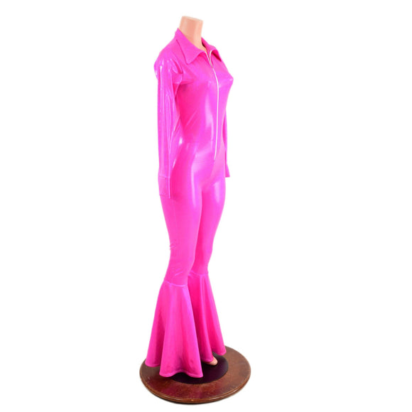 Bell Bottom Rodeo Catsuit with Collar, snap cuffs, and zipper front - Coquetry Clothing