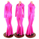 Bell Bottom Rodeo Catsuit with Collar, snap cuffs, and zipper front - Coquetry Clothing