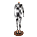 Black and White Checkered Catsuit with Back Zipper - Coquetry Clothing