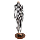Black and White Checkered Catsuit with Back Zipper - Coquetry Clothing