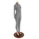 Black and White Checkered Catsuit with Back Zipper - Coquetry Clothing