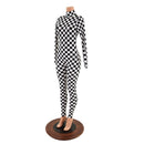 Black and White Checkered Catsuit with Back Zipper - Coquetry Clothing