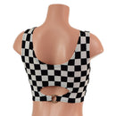 Black and White Checkered High Or Low Reversible Cutout Oring Mini Crop - Coquetry Clothing