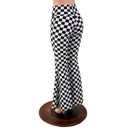 Black and White Checkered High Waist Solar Flares - Coquetry Clothing