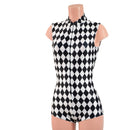 Black and White Diamond Sleeveless Stella Romper - Coquetry Clothing