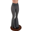Black and White Polka Dot Print High Waist Bell Bottom Flares - Coquetry Clothing