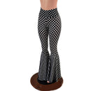 Black and White Polka Dot Print High Waist Bell Bottom Flares - Coquetry Clothing