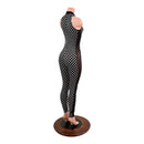Black and White Polka Dot Side Panel Catsuit - Coquetry Clothing