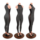 Black and White Polka Dot Side Panel Catsuit - Coquetry Clothing