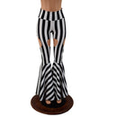 Black and White Striped Garter Style Bell Bottoms - Coquetry Clothing