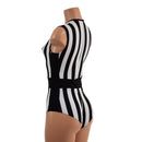 Black and White Striped Paneled Romper - Coquetry Clothing
