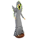 Black and White Striped Sand Worm Gown with TEETH - Coquetry Clothing