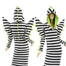Black and White Striped Sand Worm Gown with TEETH - Coquetry Clothing