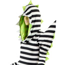 Black and White Striped Sand Worm Gown with TEETH - Coquetry Clothing
