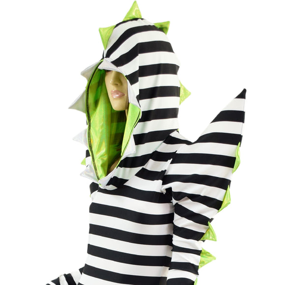 Black and White Striped Sand Worm Gown with TEETH - Coquetry Clothing