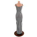 Black and White Striped Thin Strap Tank Gown - Coquetry Clothing