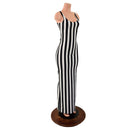Black and White Striped Thin Strap Tank Gown - Coquetry Clothing