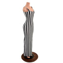 Black and White Striped Thin Strap Tank Gown - Coquetry Clothing
