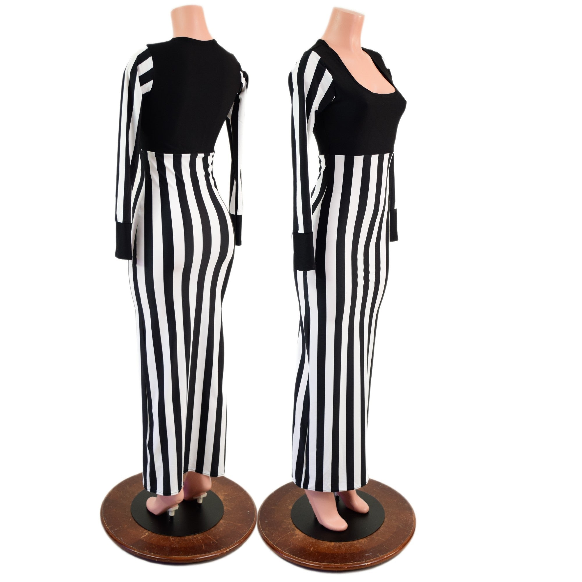 Black and White Striped Tina Gown