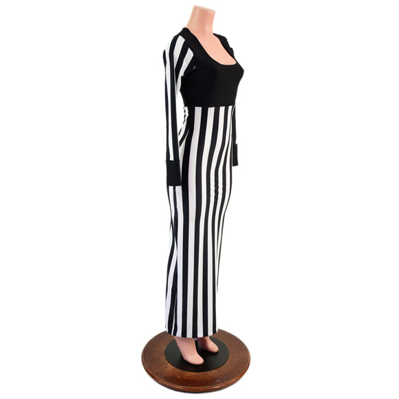 Black and White Striped Tina Gown - Coquetry Clothing