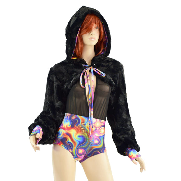 Black Balloon Sleeve Minky Shrug (Romper not included) - Coquetry Clothing