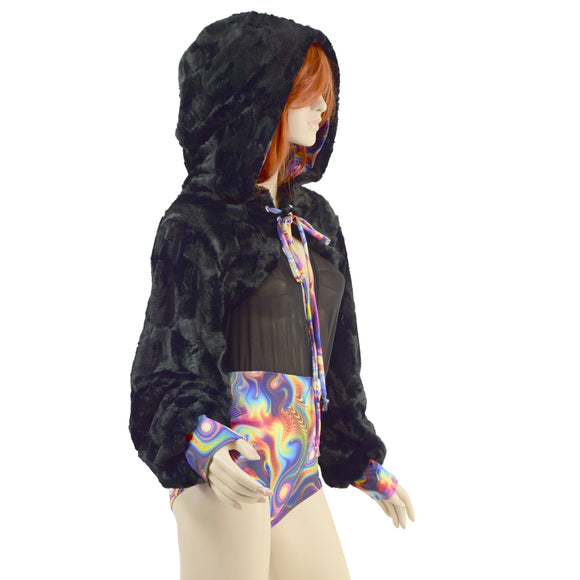 Black Balloon Sleeve Minky Shrug (Romper not included) - Coquetry Clothing