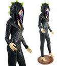 Black Dragon Hooded Catsuit with Zipper Front - Coquetry Clothing