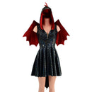Black Dragon Hoodie Skater Dress and Wings Set - Coquetry Clothing