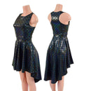 Black Dragon Scale Hi Lo Skater Dress with Crew Neckline and Racer Back - Coquetry Clothing
