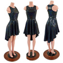 Black Dragon Scale Hi Lo Skater Dress with Crew Neckline and Racer Back - Coquetry Clothing