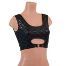 Black Dragon Scale High Or Low Reversible Cutout Oring Mini Crop - Coquetry Clothing