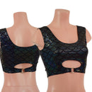 Black Dragon Scale High Or Low Reversible Cutout Oring Mini Crop - Coquetry Clothing