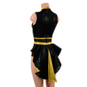 Black & Gold Mini Tuxedo Back Romper with Inset Mesh Keyhole - 3