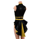Black & Gold Mini Tuxedo Back Romper with Inset Mesh Keyhole - Coquetry Clothing