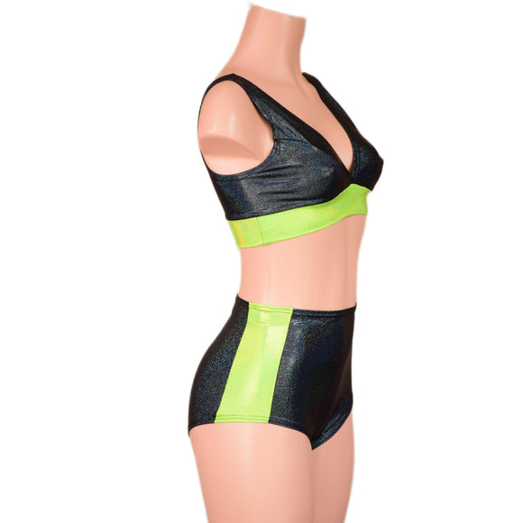 Black Holographic and Lime Holo Siren & Starlette Set - Coquetry Clothing