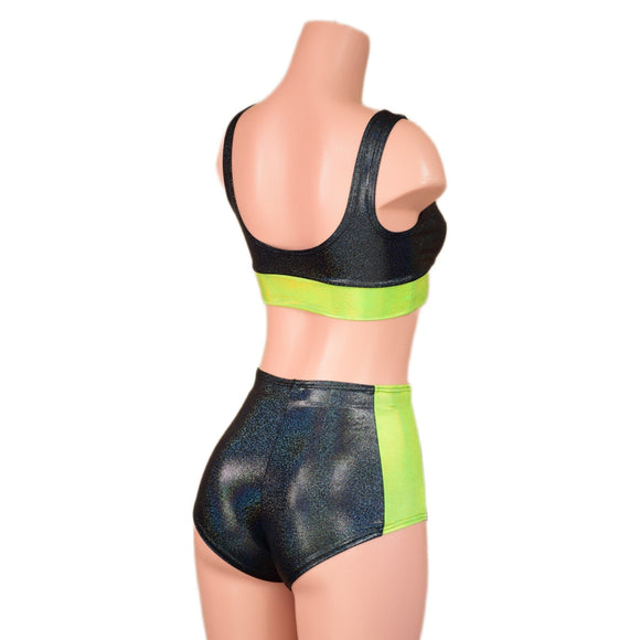 Black Holographic and Lime Holo Siren & Starlette Set - Coquetry Clothing