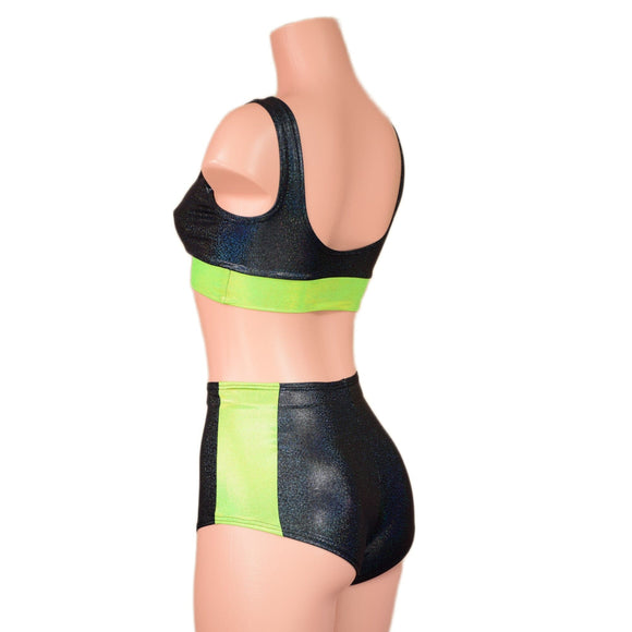 Black Holographic and Lime Holo Siren & Starlette Set - Coquetry Clothing