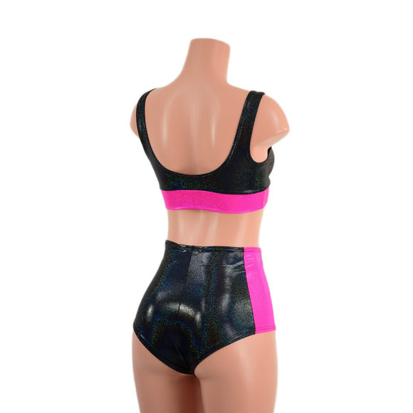 Black Holographic and Neon Pink Siren & Starlette Set - Coquetry Clothing