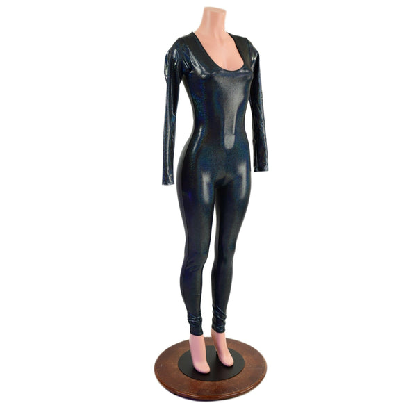 Black Holographic Catsuit - Coquetry Clothing