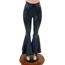Black Holographic High Waist Bell Bottom Flares - Coquetry Clothing