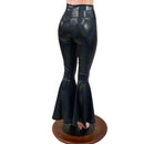 Black Holographic High Waist Bell Bottom Flares - Coquetry Clothing