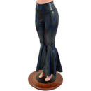 Black Holographic High Waist Bell Bottom Flares - Coquetry Clothing