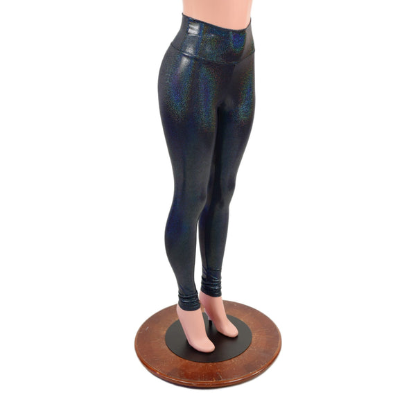Black Holographic High Waist Leggings - Coquetry Clothing