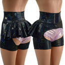 Black Kaleidoscope High Waist Short Chaps with Ruffle Rump (Shorts sold separately) - Coquetry Clothing