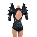 Black Kaleidoscope Mega Sharp Shoulder Romper - Coquetry Clothing
