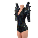 Black Kaleidoscope Mega Sharp Shoulder Romper - Coquetry Clothing