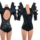Black Kaleidoscope Mega Sharp Shoulder Romper - Coquetry Clothing