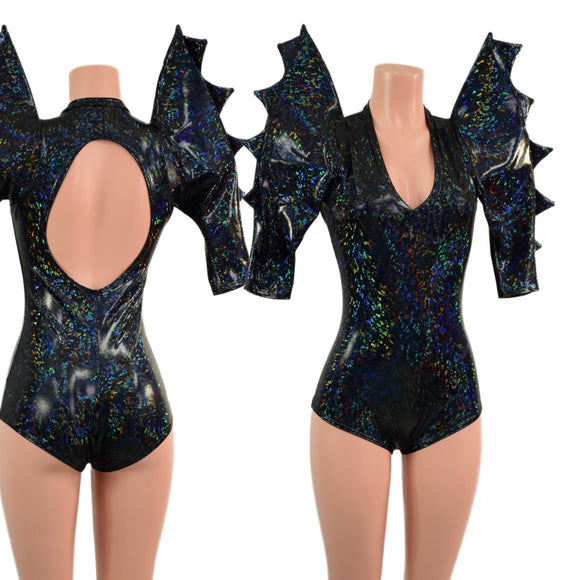 Black Kaleidoscope Mega Sharp Shoulder Romper - Coquetry Clothing