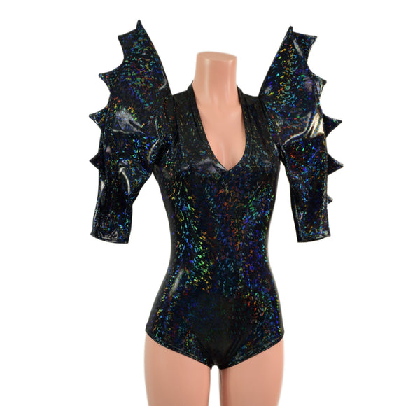 Black Kaleidoscope Mega Sharp Shoulder Romper - Coquetry Clothing