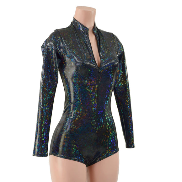 Black Kaleidoscope Stella Romper with Long Sleeves & Boy Cut Leg - Coquetry Clothing